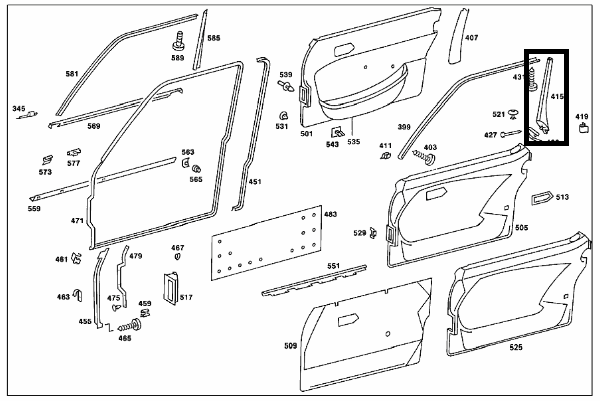 Mercedes Benz Verkleidung Fahrertür Tür Rahmen Hinten Rechts Schwarz A1167201851