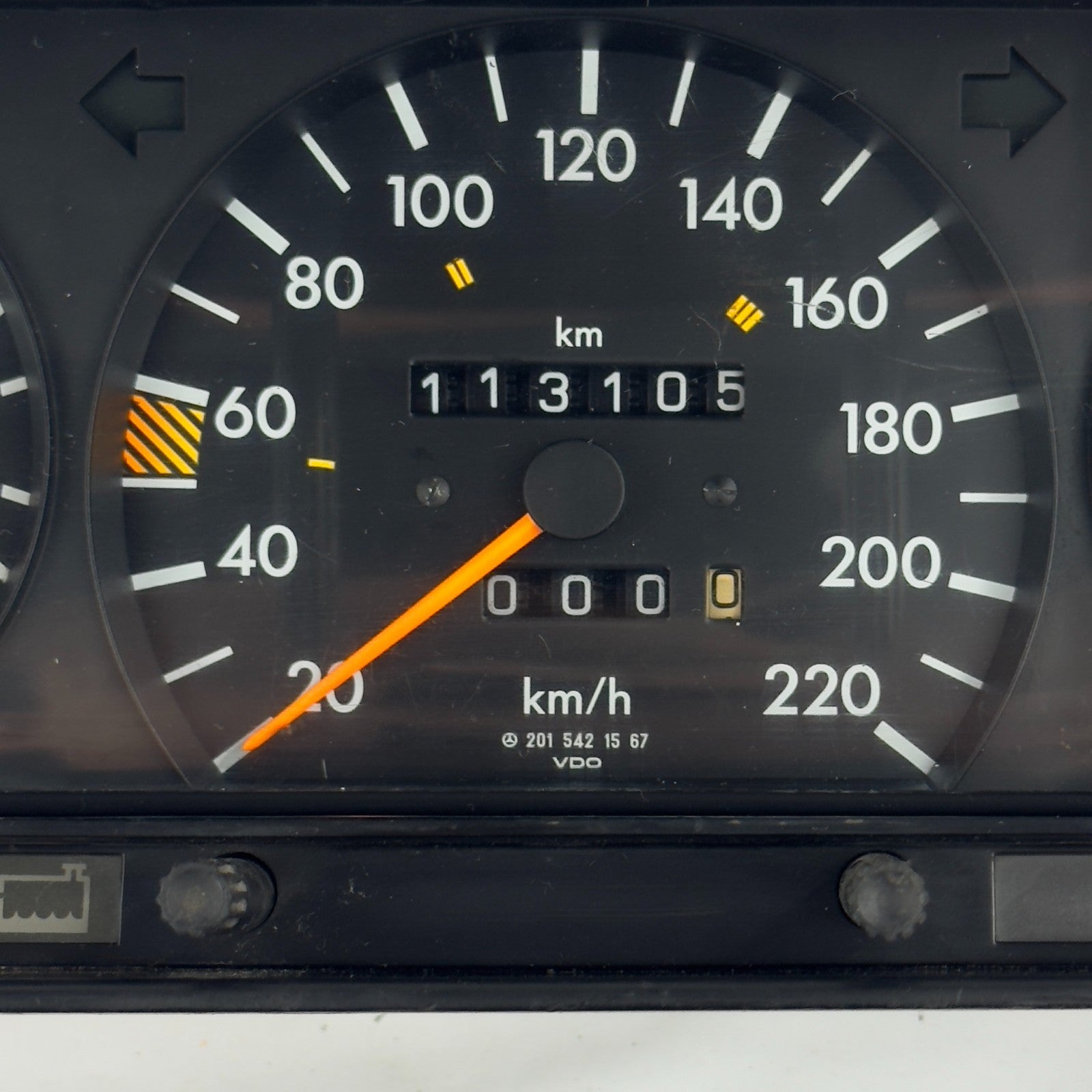 Mercedes W201 1.8E 2.0E 2.3E Tacho Kombiinstrument 220km/h ECO Uhr A20154215671