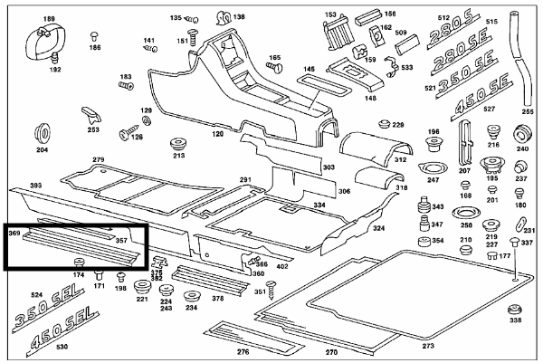 Mercedes W116 Einstiegsleiste Abdeckschiene vorne – Bild 2