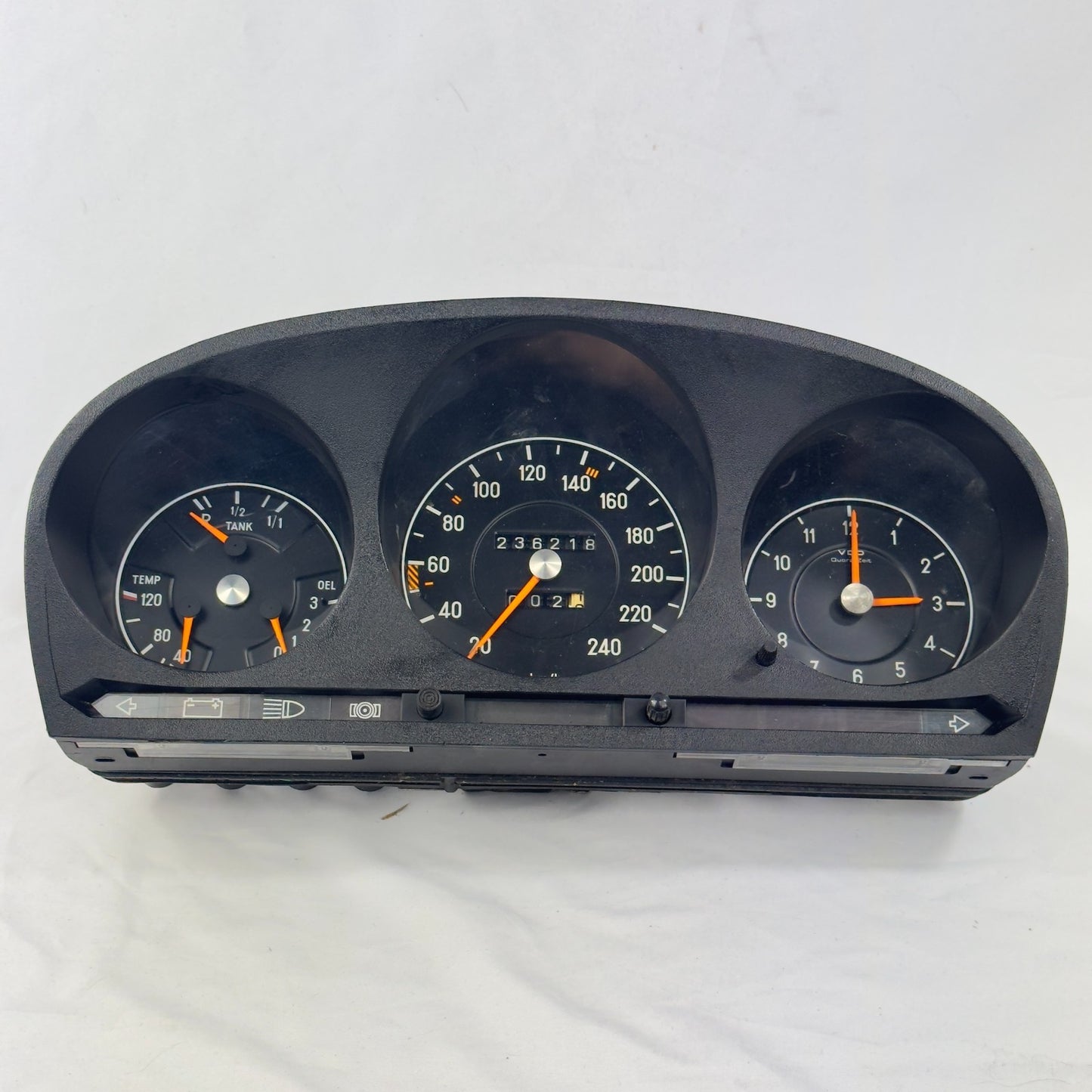 Mercedes W116 W107 Tacho Kombiinstrument Uhr Tankanzeige 240kmh VDO 11654228011
