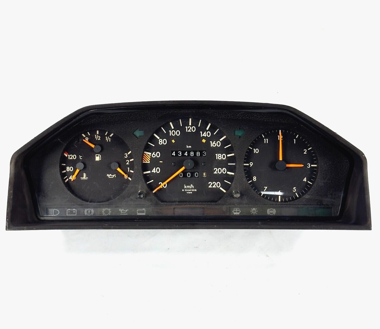 Mercedes W124 Tacho Kombiinstrument 200T 200TE 220kmh Uhr  ABS A12454209660
