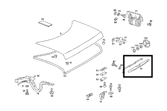 Griff Zierstab Chromblende Heckklappe Chrom A1167580102 Mercedes-Benz W116