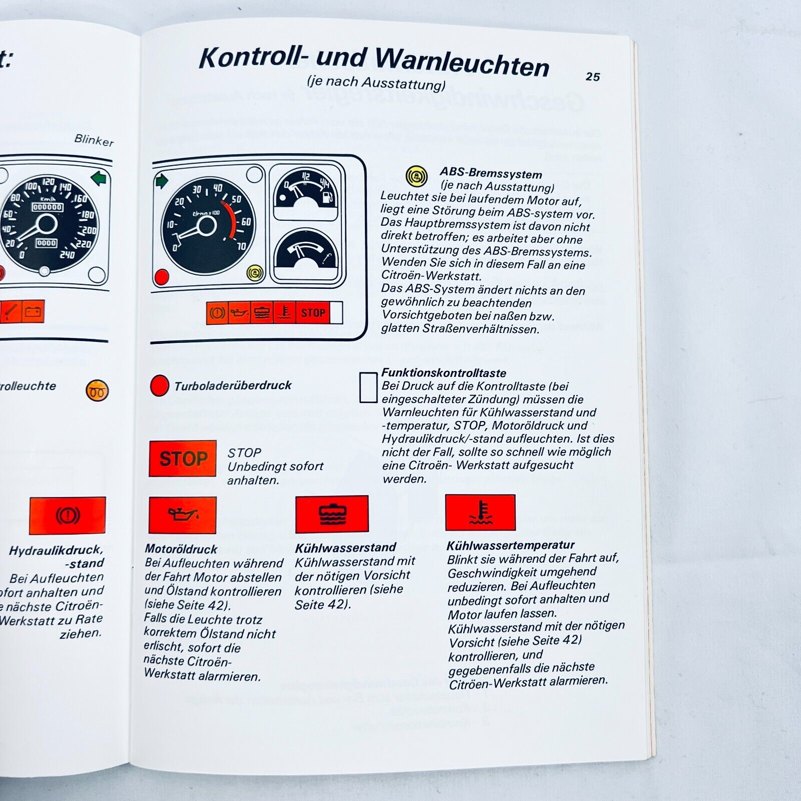 Citroen Service Betriebsanleitung Deutsch CX25 Diesel Turbodiesel 012-D-7-86