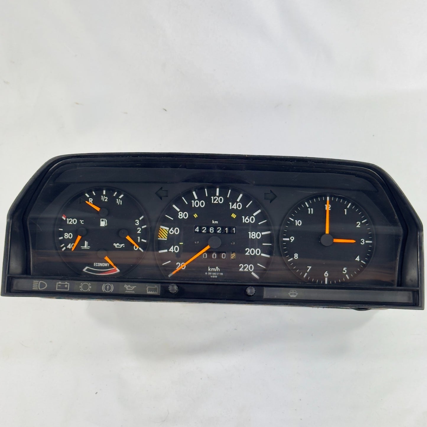 Mercedes W201 2.0E 2.3E Tacho Kombiinstrument 220km/h ECO Uhr A20154221060
