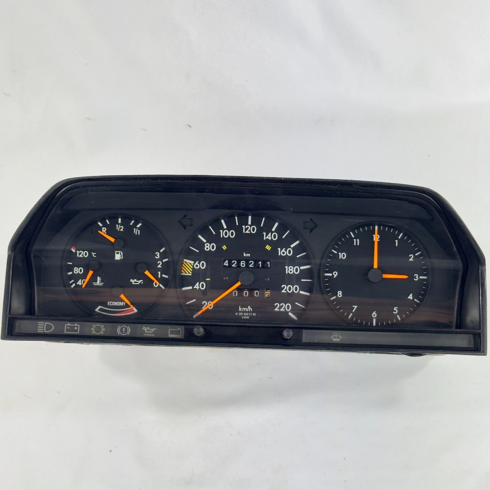 Mercedes W201 2.0E 2.3E Tacho Kombiinstrument 220km/h ECO Uhr A20154221060