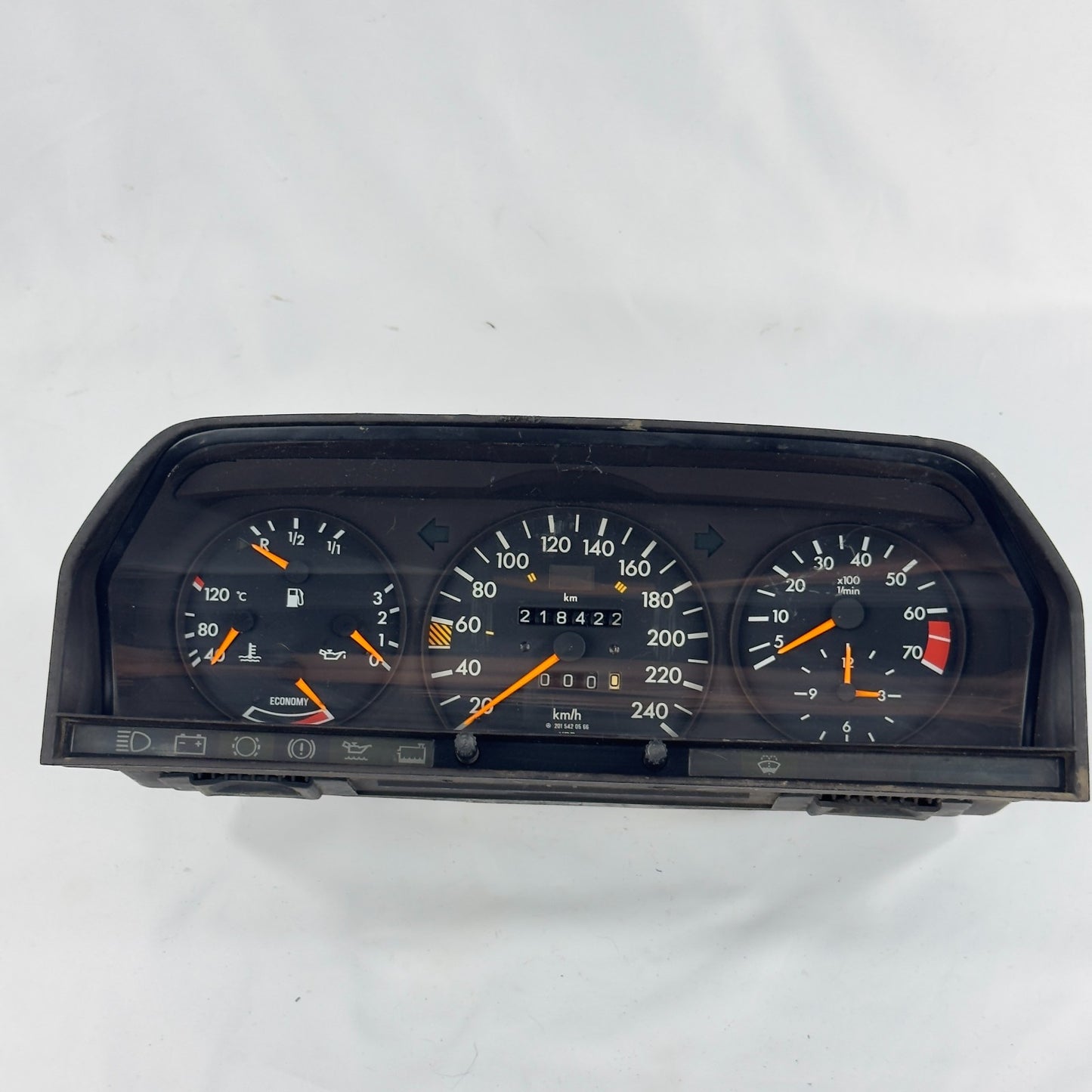 Mercedes W201 2.6E Tacho Kombiinstrument 240km/h 6Zyl ECO ASD Uhr A20154205660