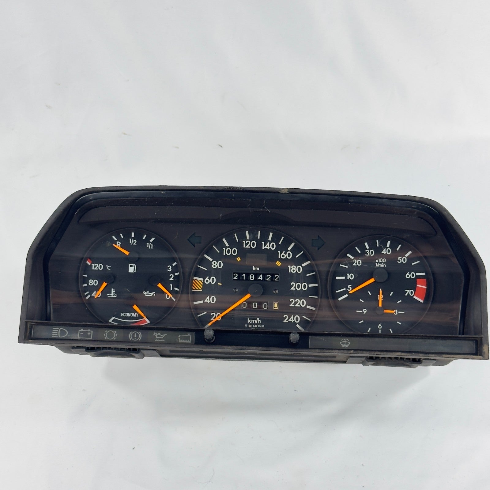 Mercedes W201 2.6E Tacho Kombiinstrument 240km/h 6Zyl ECO ASD Uhr A20154205660