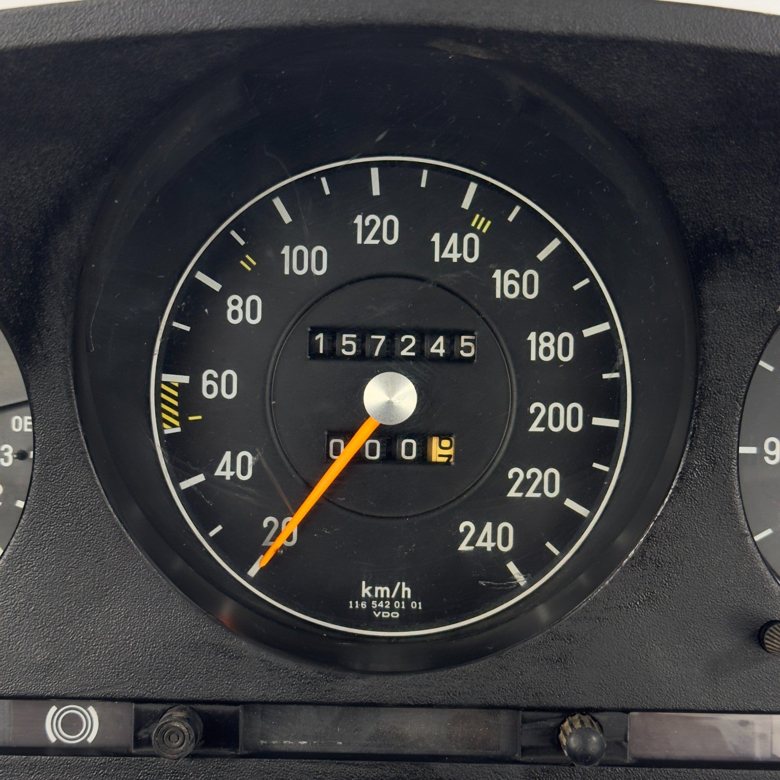 Mercedes W116 W107 Tacho Kombiinstrument Uhr Tankanzeige 240kmh VDO 11654205015
