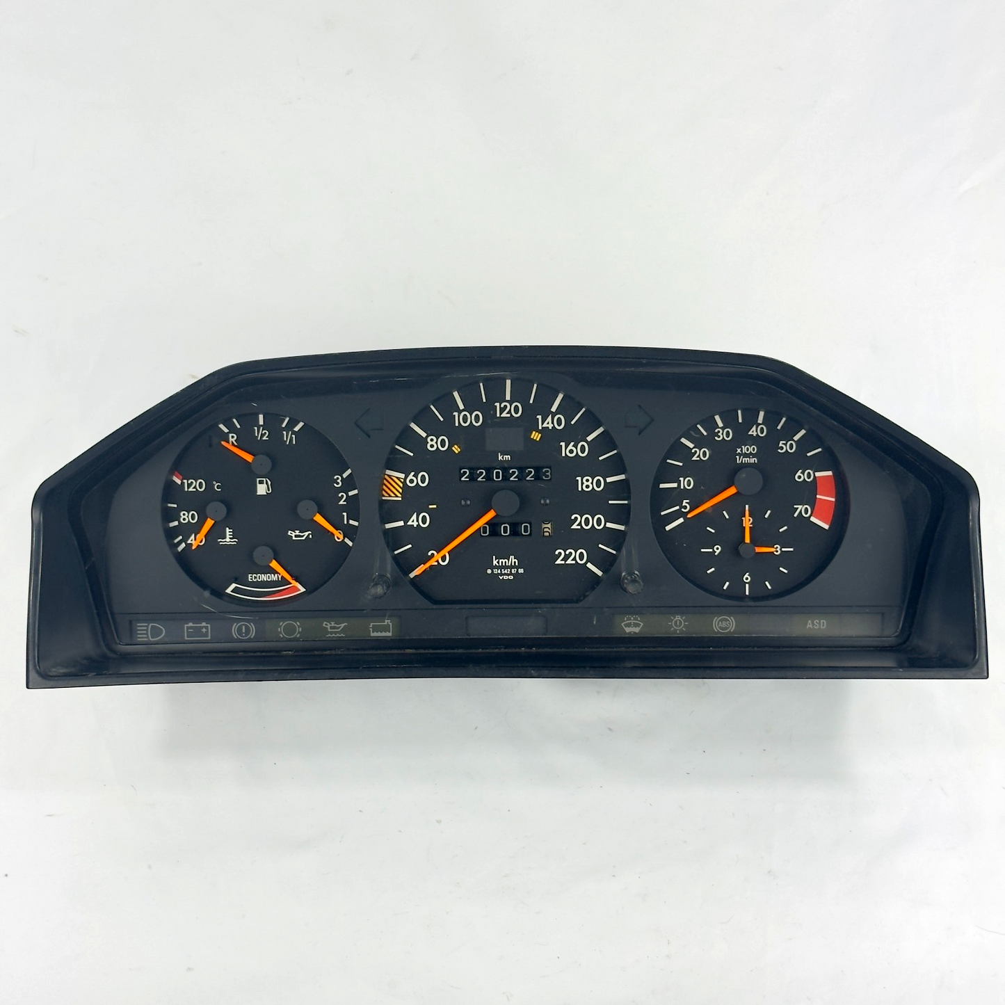 Mercedes W124 200E 230TE Tacho Kombiinstrument 220kmh ASD 4Gang A12454287660