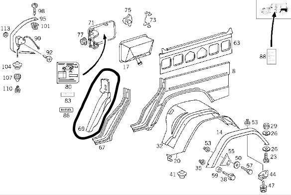 Mercedes G320 G36 AMG Seitenverkleidung Kotflügel hinten A4636302511