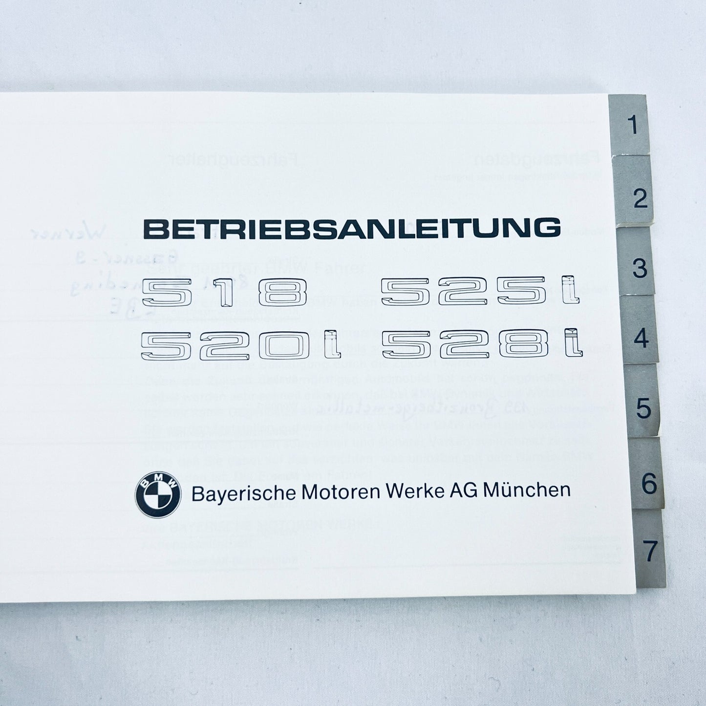 BMW 5er Betriebsanleitung Deutsch 1972 bis 1981 für 518 525i 520i 528i – Bild 3