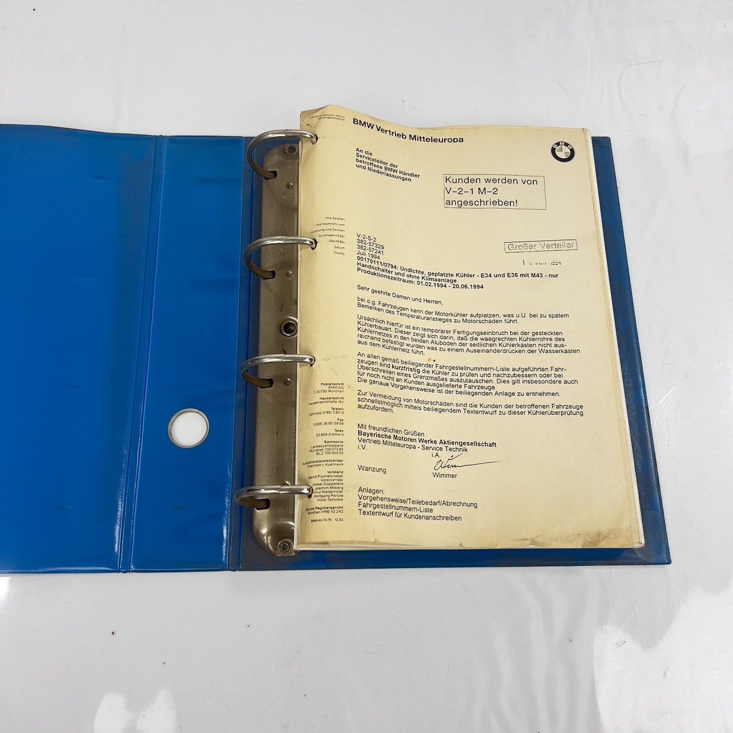 E30 E36 E34 Händlerschreiben Serviceinformationen Juli 1994 BMW Original – Bild 5