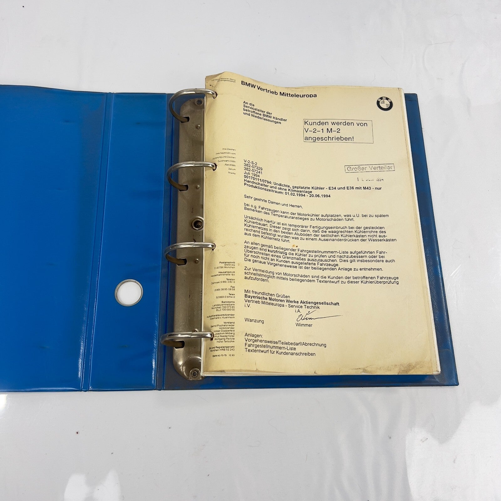 E30 E36 E34 Händlerschreiben Serviceinformationen Juli 1994 BMW Original – Bild 5