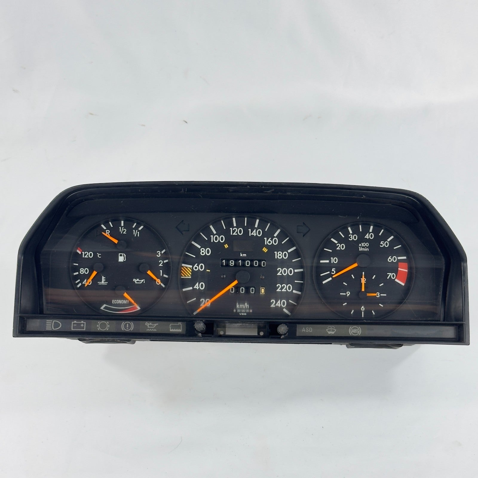 Mercedes W201 2.6E Tacho Kombiinstrument 240km/h 6Zyl ECO ASD Uhr A20154205660