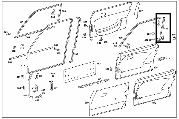 Mercedes Benz Verkleidung Beifahrertür Tür Rahmen Hinten Rechts Blau A1167201851