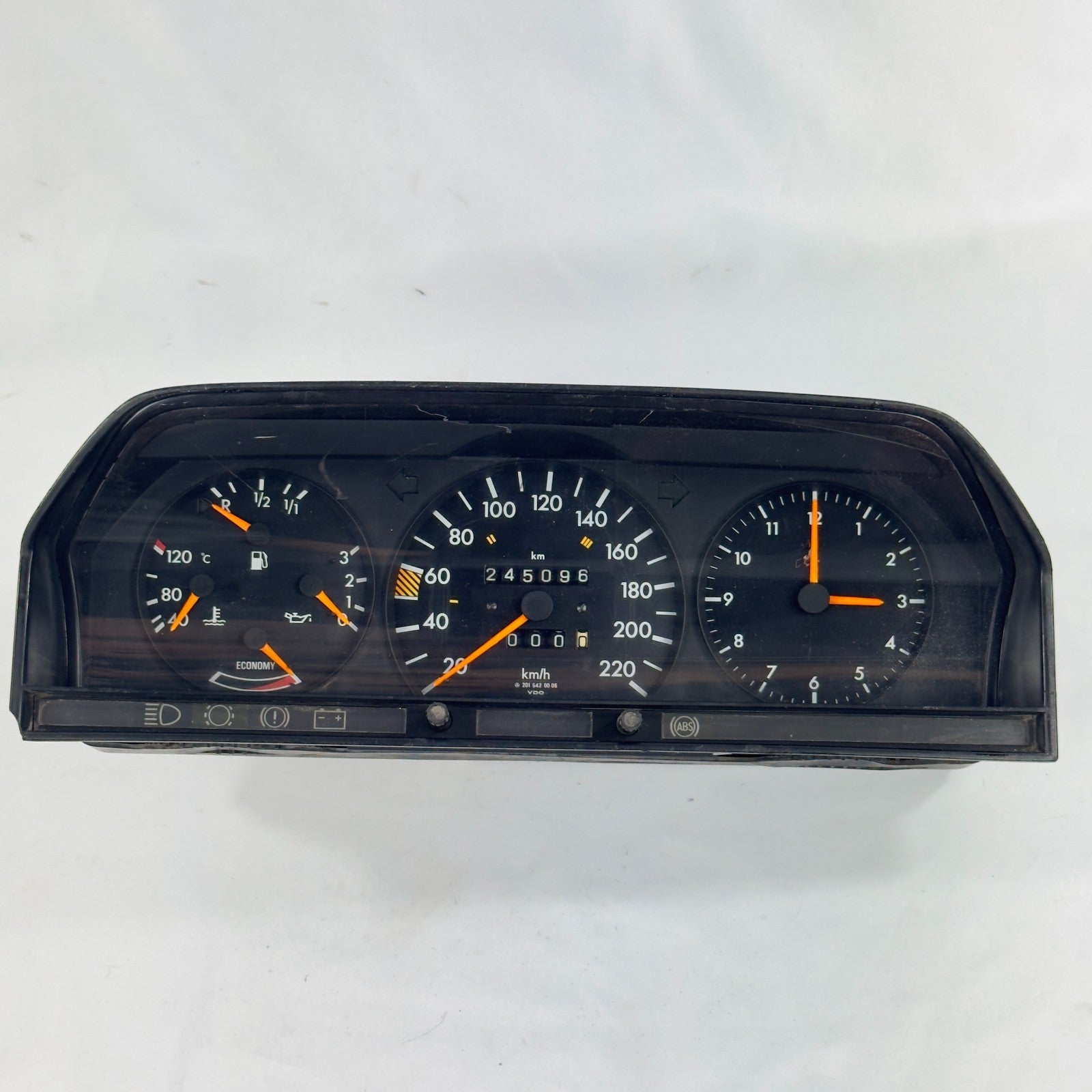 Mercedes W201 2.0E Tacho Kombiinstrument 220km/h ECO Uhr A20154200060