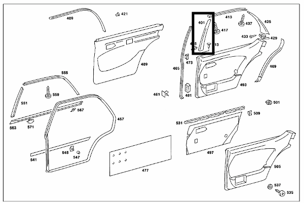 Mercedes Benz Verkleidung Fahrertür Fenster Rahmen Hinten Links Blau A1167300651