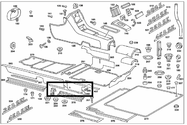 Mercedes Benz Schiene Links Hinten Unten Ausschlag und Verkleidung A1166860136