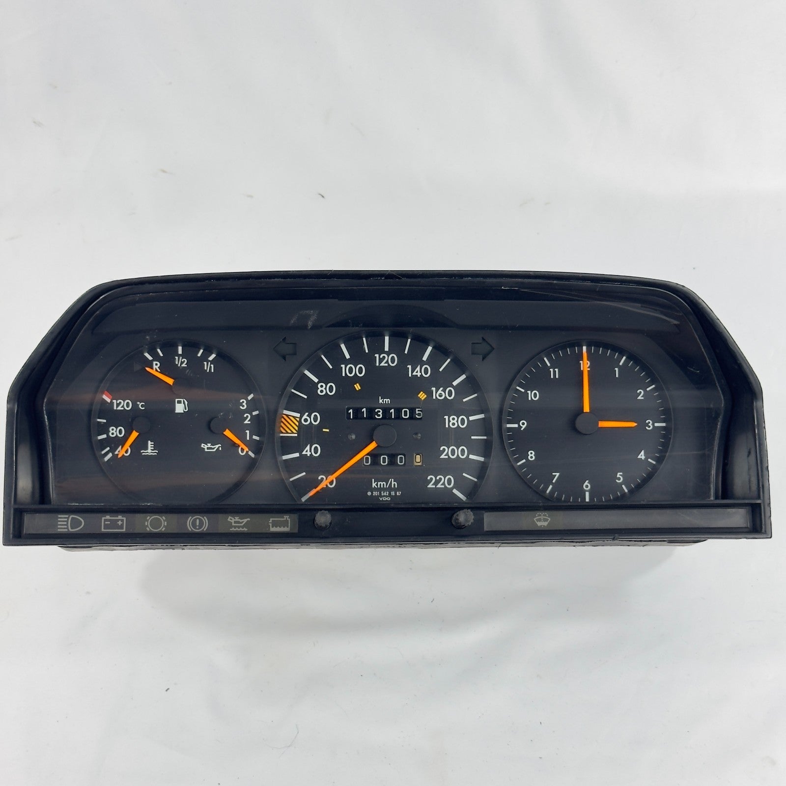 Mercedes W201 1.8E 2.0E 2.3E Tacho Kombiinstrument 220km/h ECO Uhr A20154215670