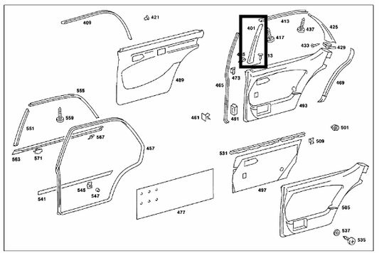 Mercedes Benz Verkleidung Fahrertür Tür Rahmen Hinten Links Blau A1167300651