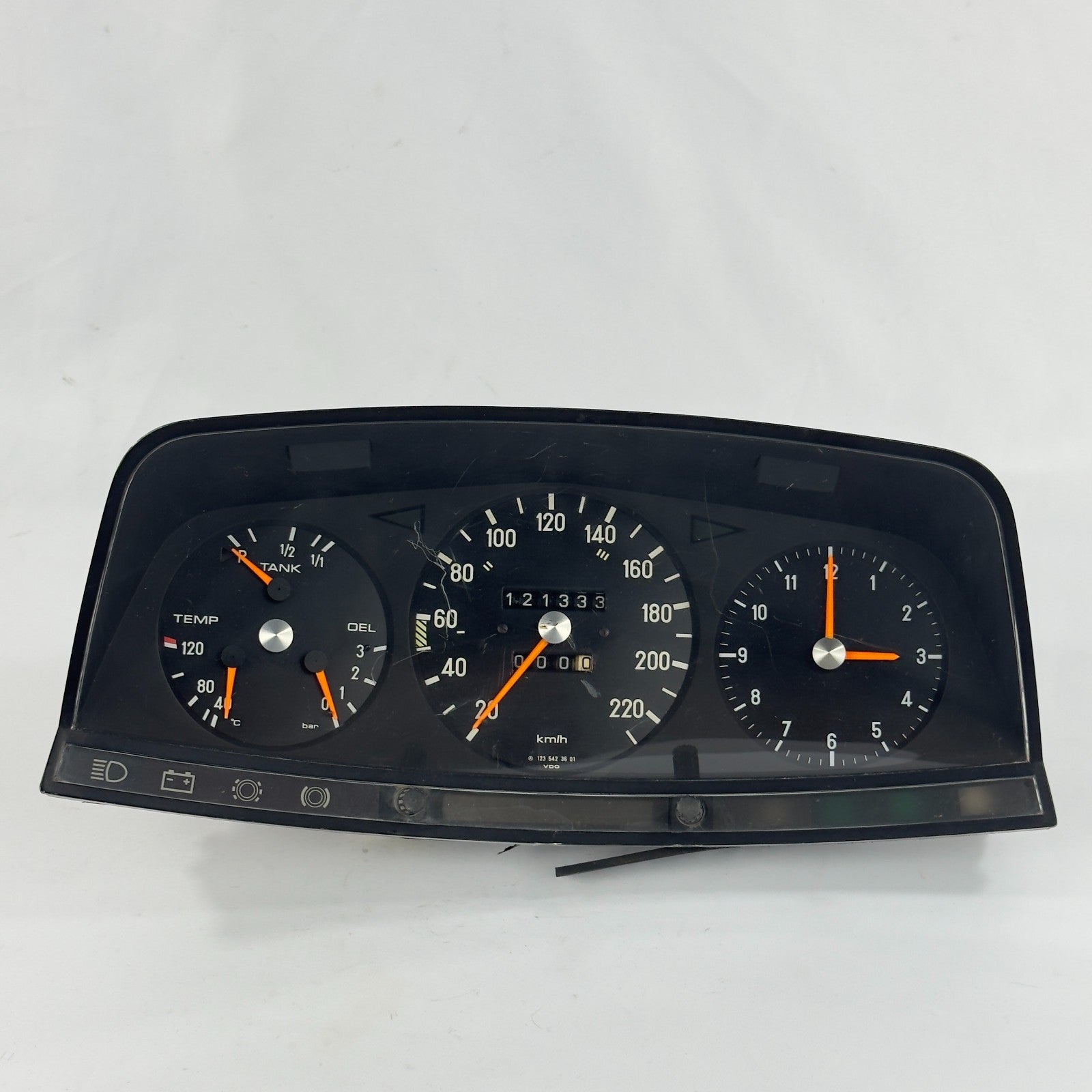Mercedes W123 S123 T123 Tacho Kombiinstrument Uhr 220kmh VDO 12354236010