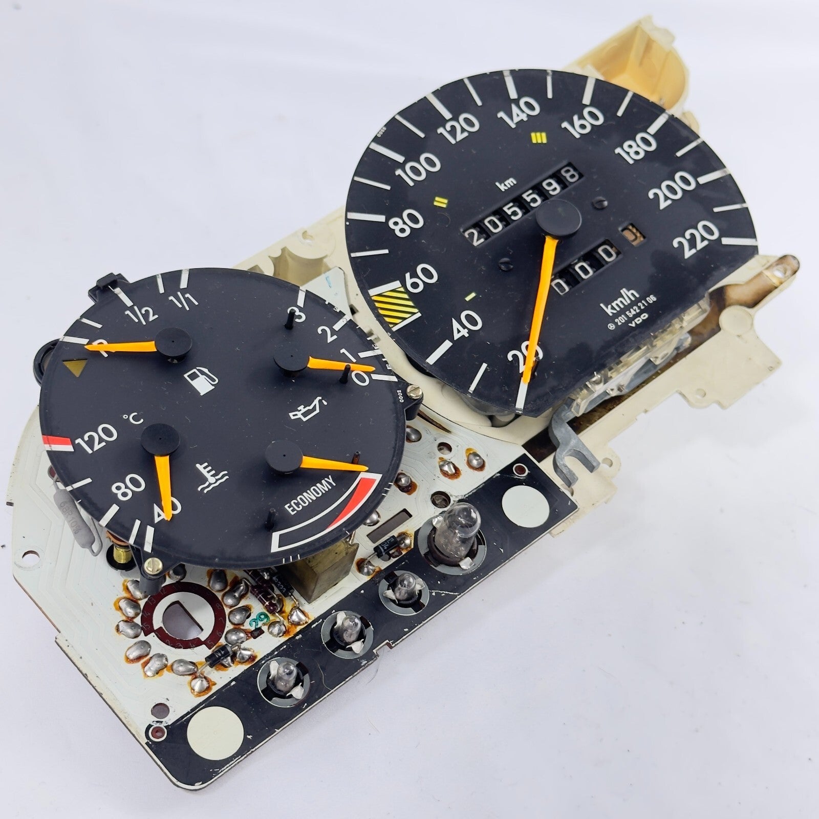 W201 2.0 2.3E 220kmh Kombiinstrument Tachometer Tankanzeige Öldruck A2015422106 – Bild 3