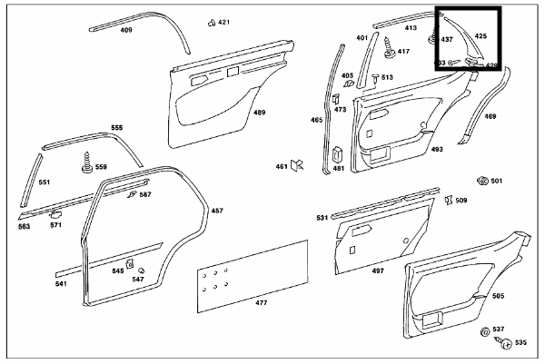 Mercedes Benz Verkleidung Fenster Rahmen Hinten Links Innen Blau A1167300351