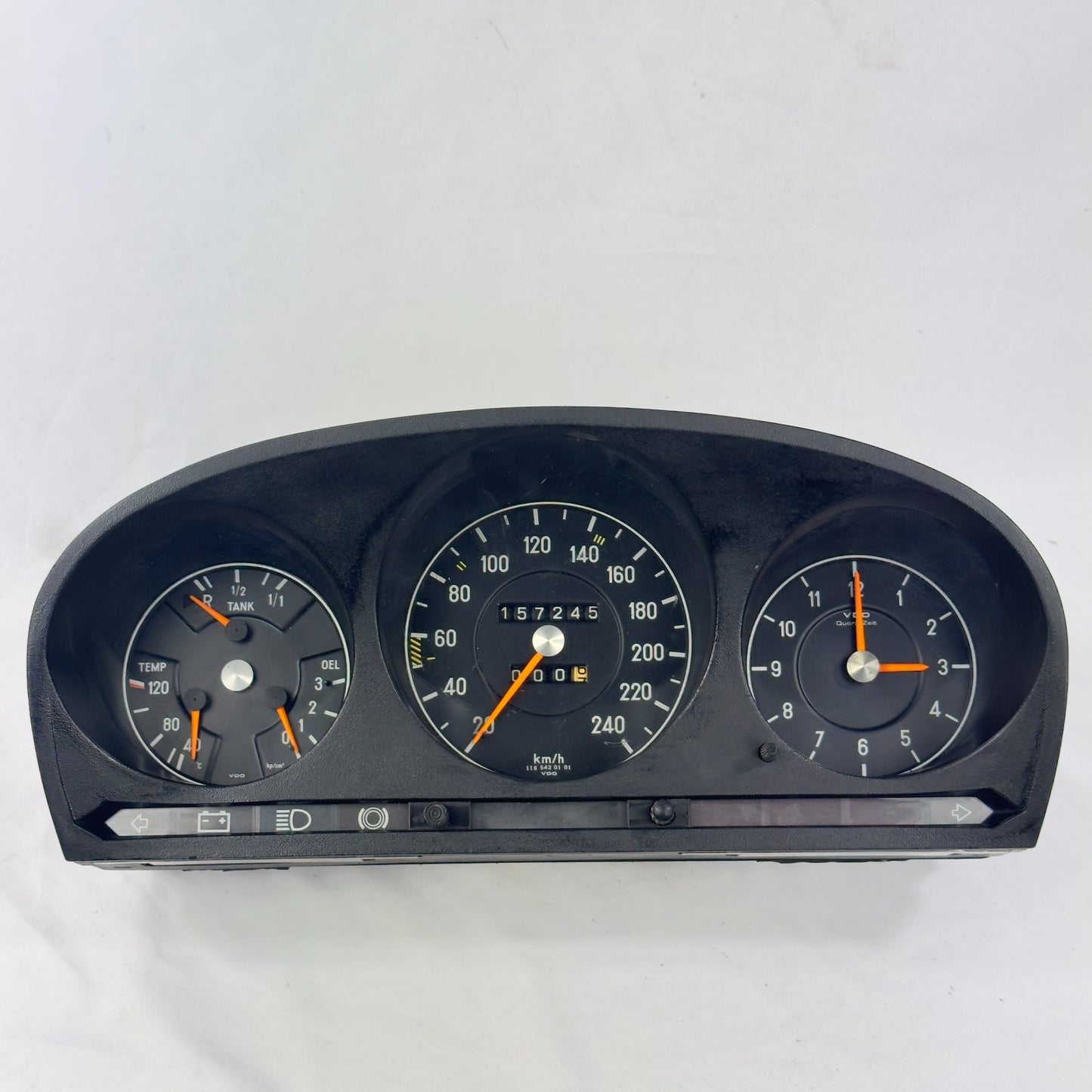 Mercedes W116 W107 Tacho Kombiinstrument Uhr Tankanzeige 240kmh VDO 11654205010